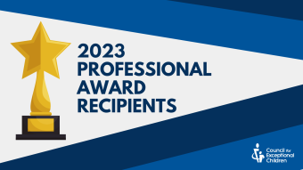 Award next to text "2023 Professional Award Recipients"